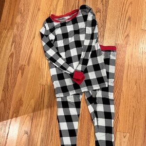 Little Sleepies • Kids 5/6 Black and White Plaid Pajama Set